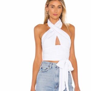 Superdown White Cross-Front Blouse